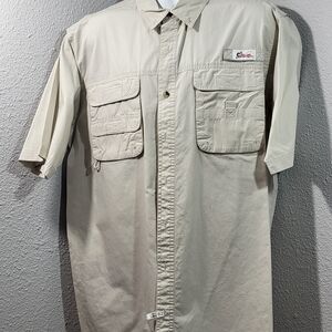 Columbia Short-Sleeve Fishing Shirt — Light Beige/Cream
